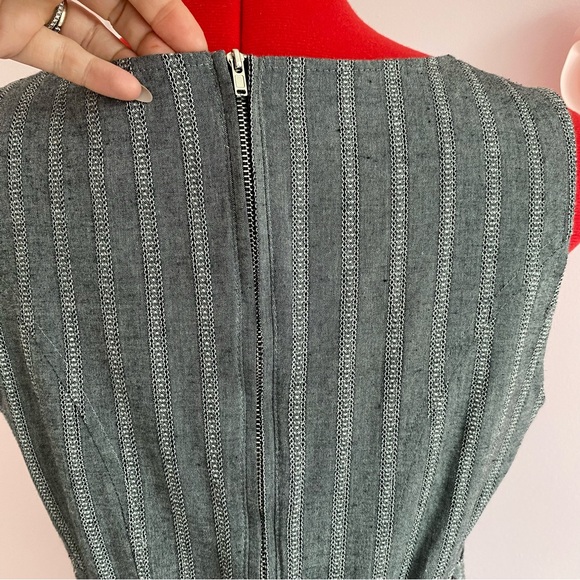 Very J. Grey Striped Dress, 100% Cotton, Mini, Cutouts, Women's US L - Picture 5 of 13